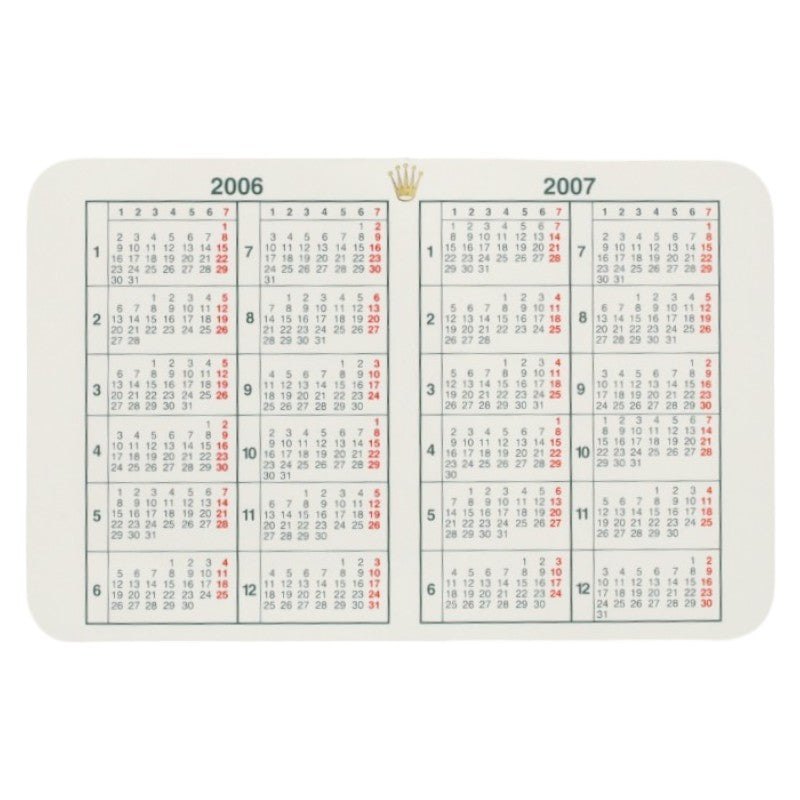 Rolex Calender Card 2006 2007
