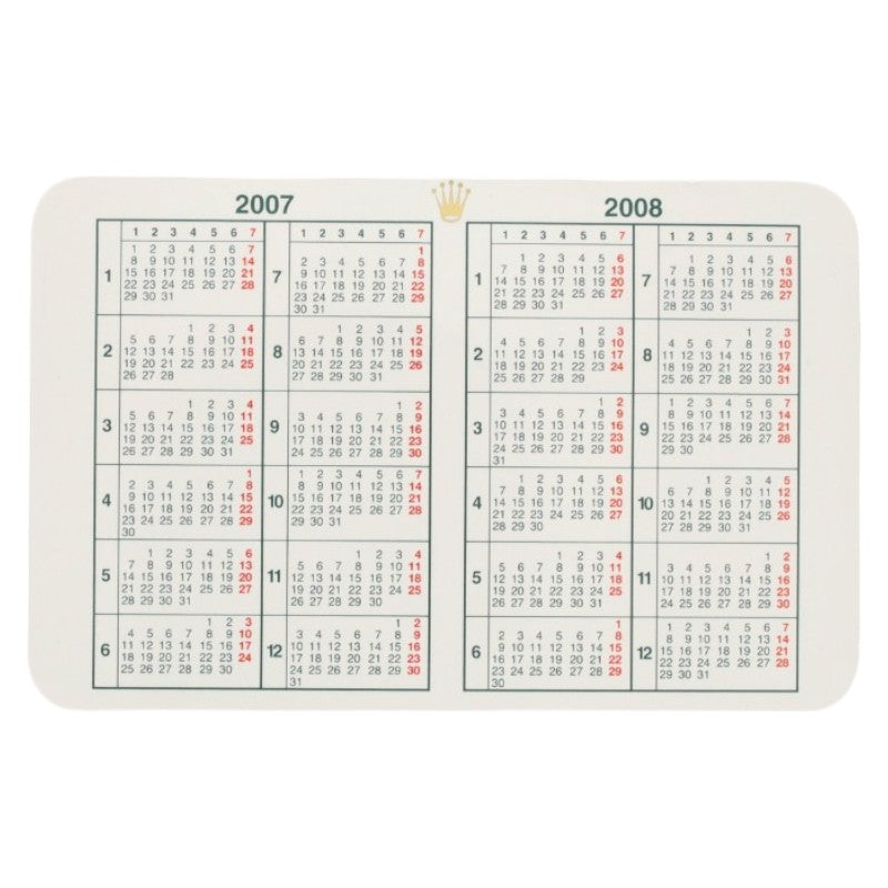 Rolex Calender Card 2007 2008