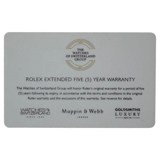 Extended Five (5) Year Warranty Card - The Watches of Switzerland Group