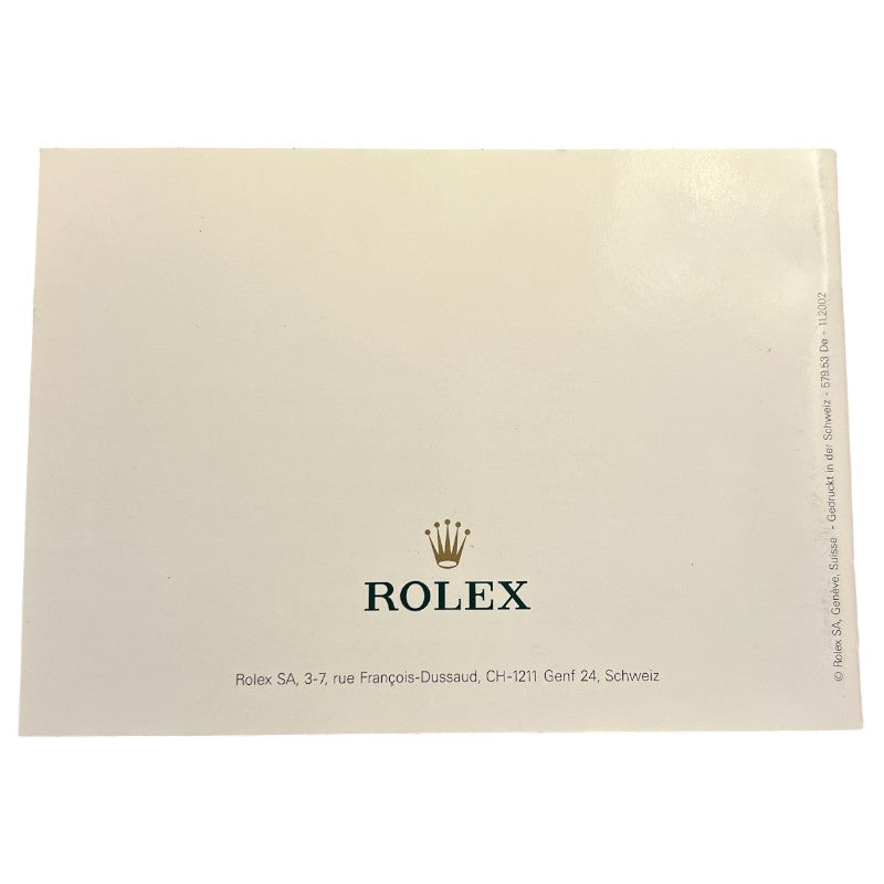 Your (IHRE) Rolex Oyster Booklet Manual German ref: 579.53